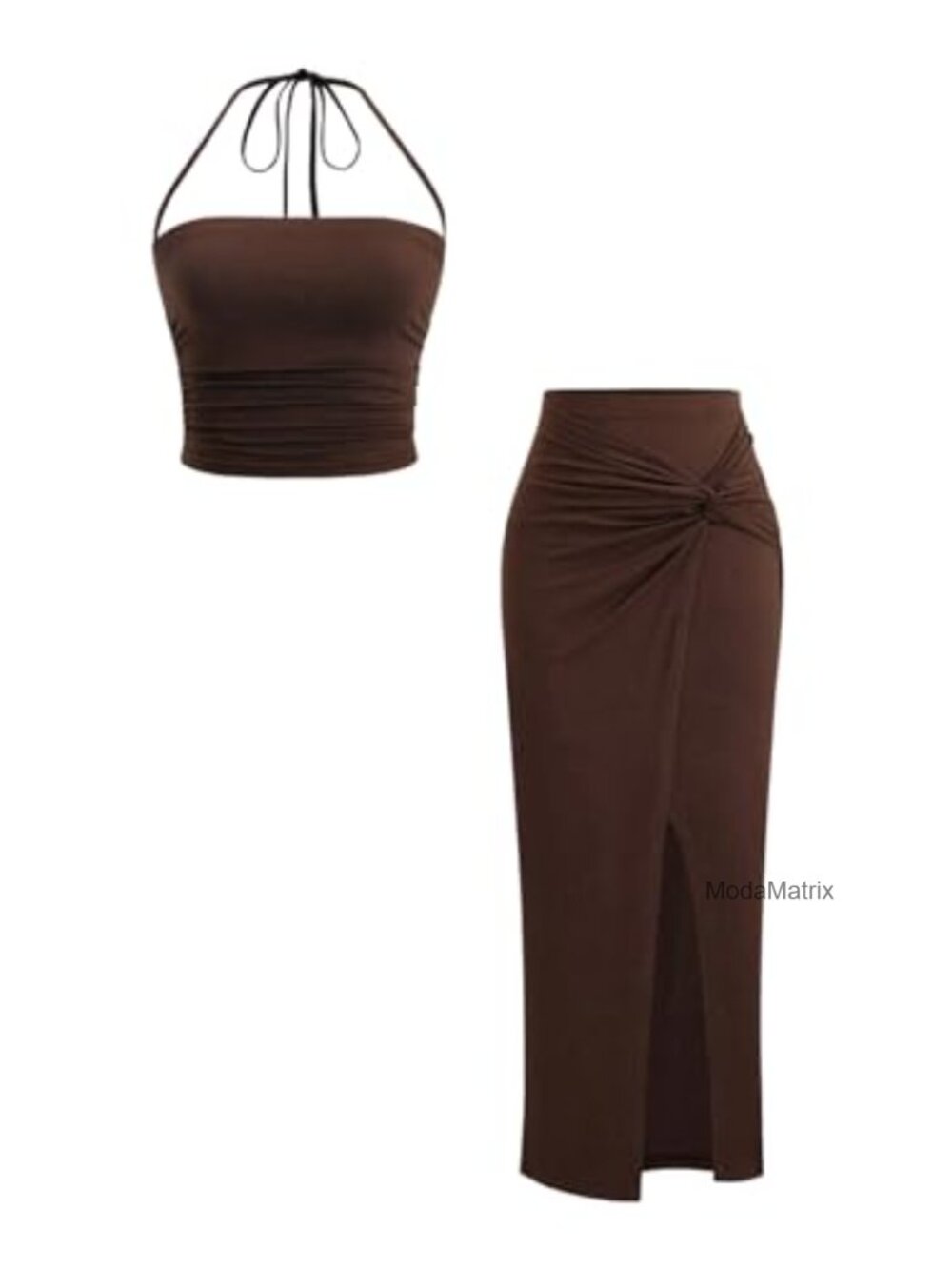Sleeveless Twist Knot Top and Wrap Skirt Set Going Out Vacation